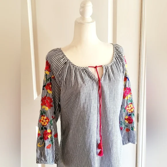 🌺Westport Navy Blue & White Striped Top - Picture 3 of 9